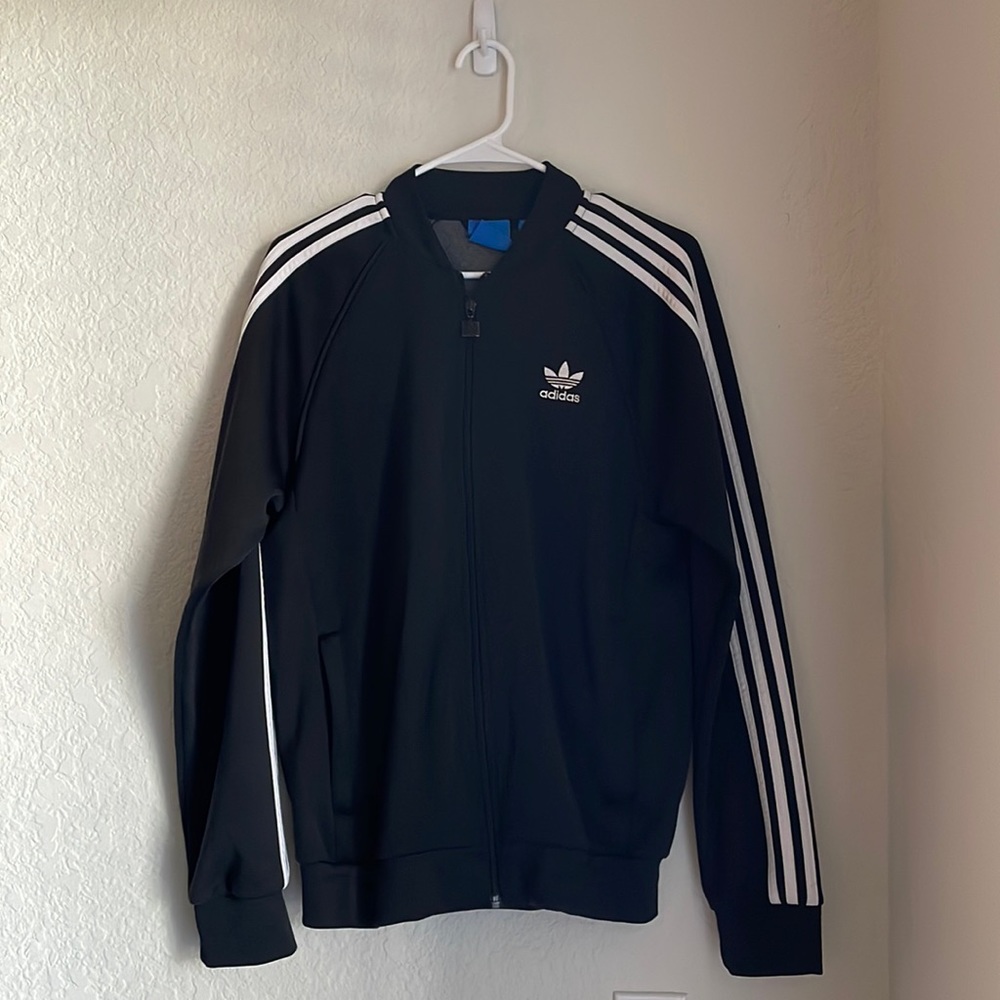 BLACK AND WHITE ADIDAS JACKET
